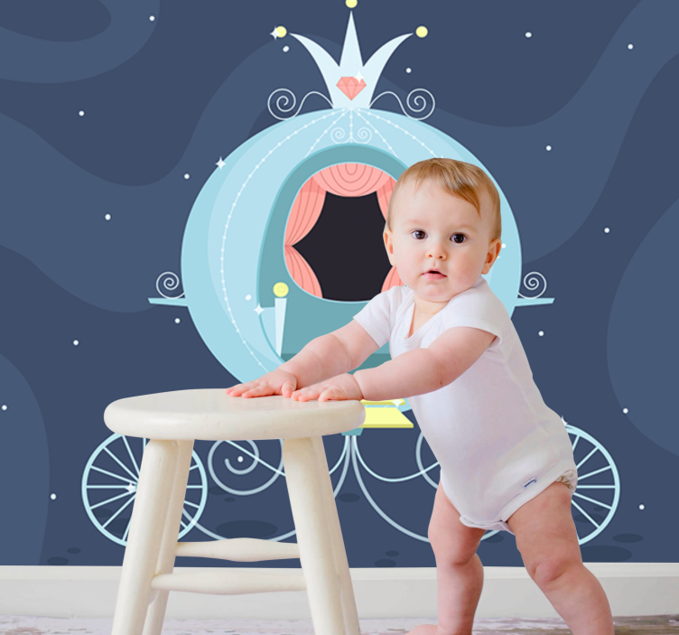 Mural infantil carruaje de cuento de hadas - TenVinilo