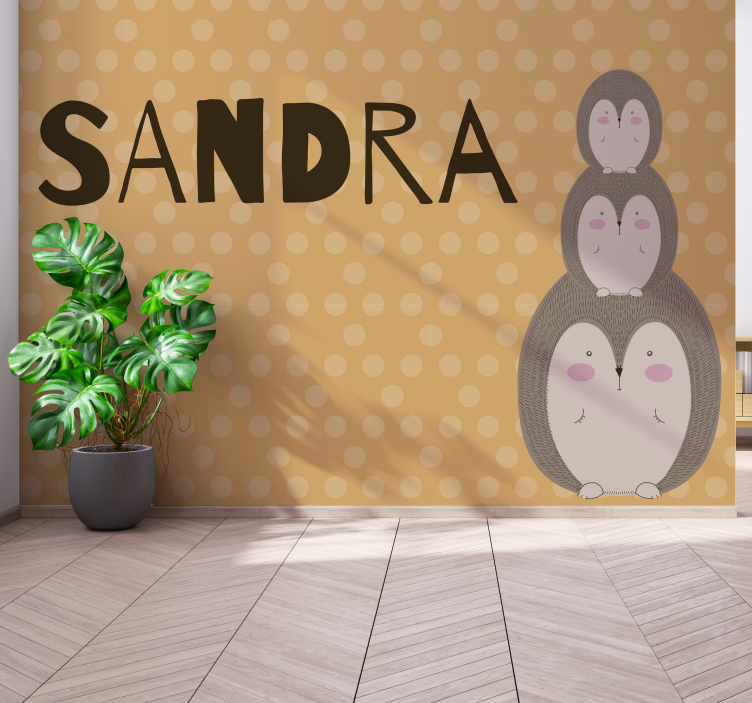 Mural infantil lindos erizos apilados - TenVinilo