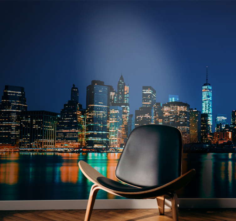 Mural new york skyline nocturno - TenVinilo
