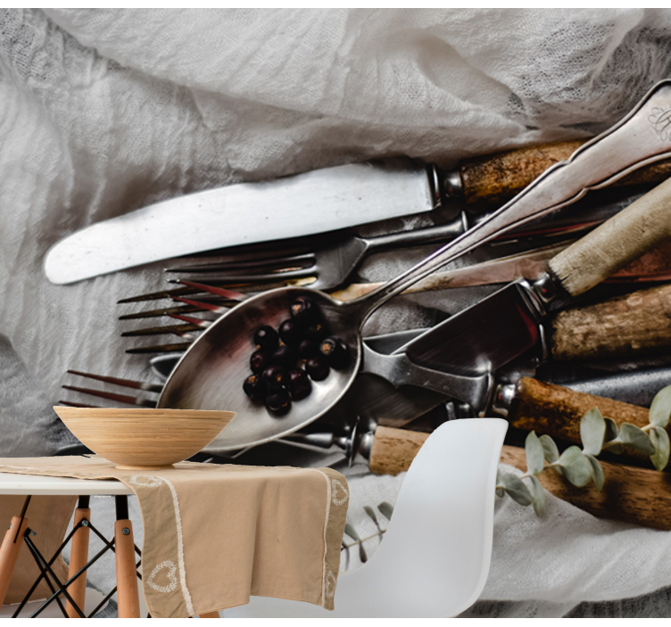 Mural para cocina conjunto de utensilios antiguos - TenVinilo