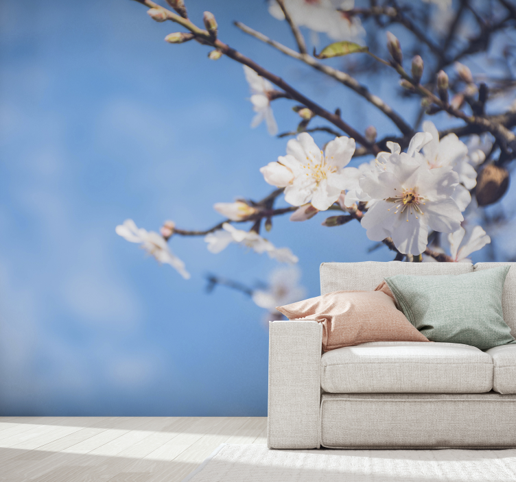 Fotomural pared de flores de almendro - TenVinilo