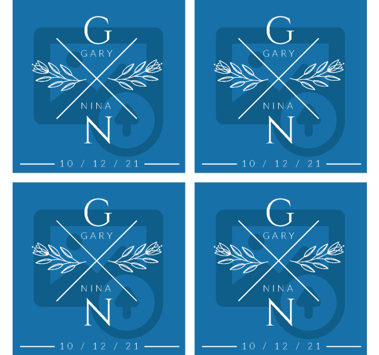 Posavasos boda iniciales de pareja personalizadas - TenVinilo