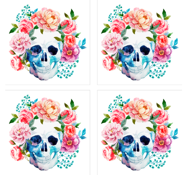 Posavasos frikis motivo calavera floral - TenVinilo