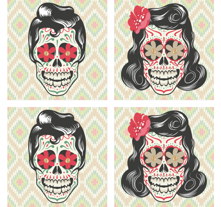 Posavasos de Halloween calaveras mexicanas - TenVinilo