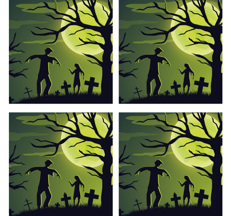 Posavasos Halloween zombies en fondo verde - TenVinilo