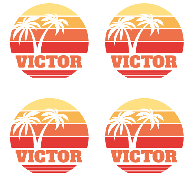 Posavasos personalizable atardecer tropical con palmeras - TenVinilo
