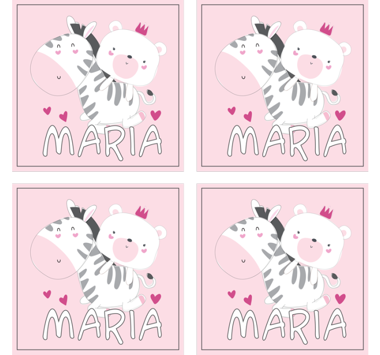 Posavasos personalizable dúo de oso y cebra linda - TenVinilo