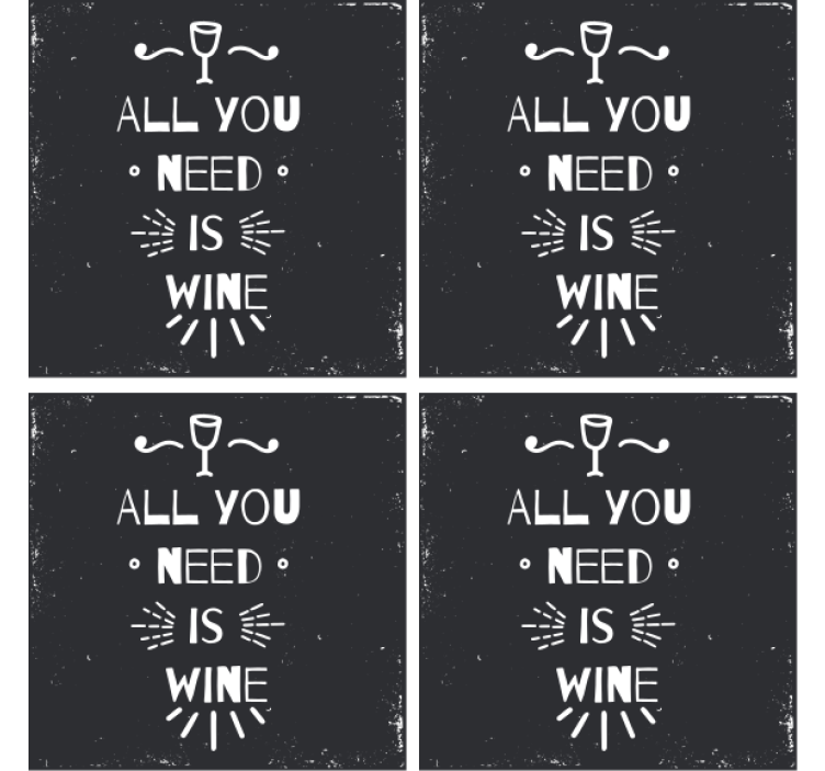Posavasos con frases necesito vino para vivir - TenVinilo