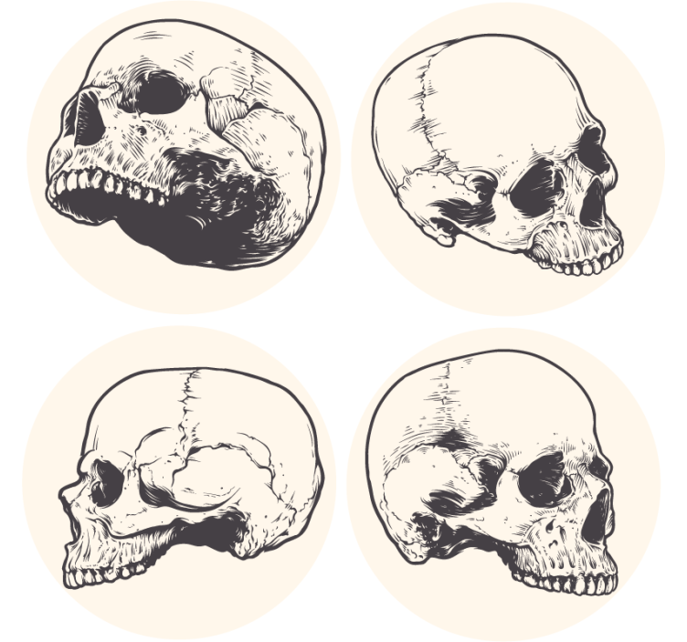 Posavasos frikis set de ilustraciones de calaveras - TenVinilo