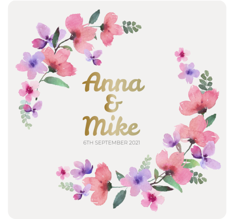 Posavasos boda monograma floral de pareja - TenVinilo