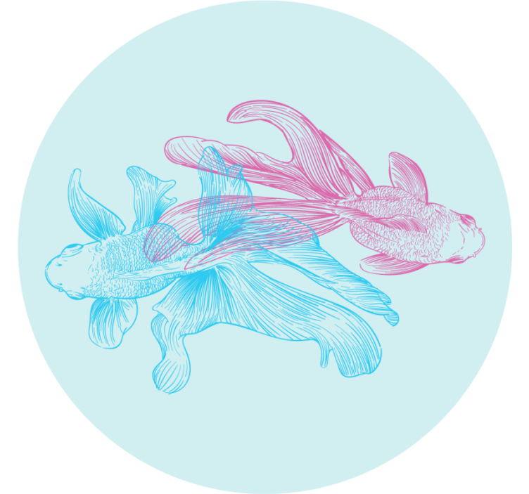 Posavasos frikis ilustraciones de peces bicolores - TenVinilo