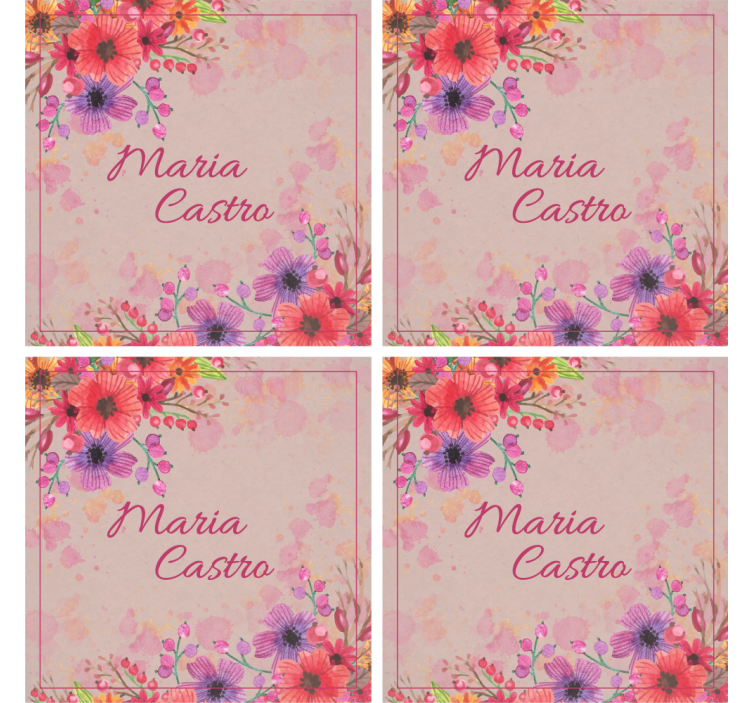 Posavasos personalizable con mejoras florales - TenVinilo