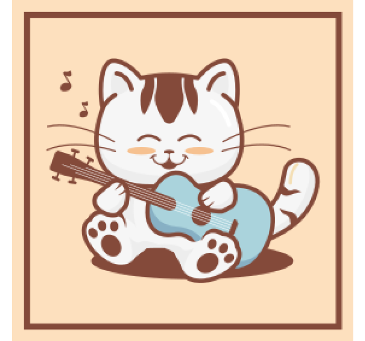 Posavasos frikis gato juguetón tocando guitarra - TenVinilo