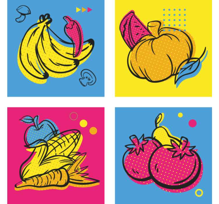 Posavasos moderno ilustraciones de frutas coloridas - TenVinilo