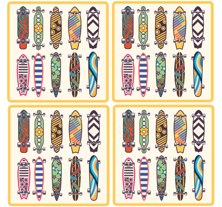 Posavasos frikis con patrones coloridos de skate - TenVinilo