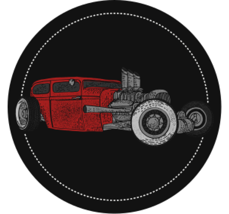 Posavasos vintage ilustración de hot rod clásico - TenVinilo
