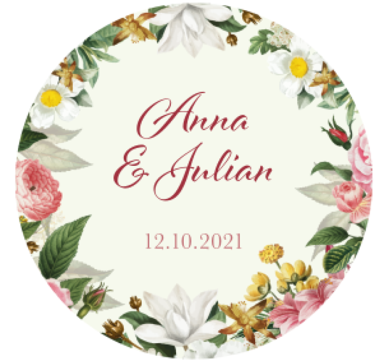 Posavasos boda floral personalizado - TenVinilo