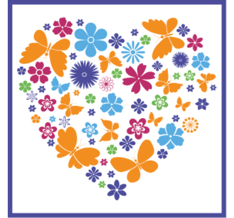 Posavasos moderno arreglo floral en corazón - TenVinilo