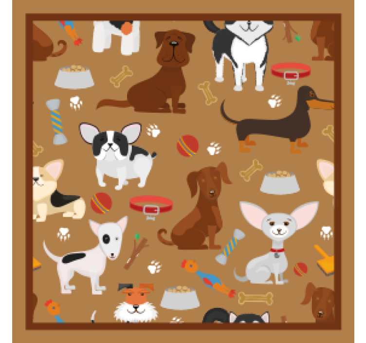 Posavasos moderno ilustraciones de perros juguetones - TenVinilo