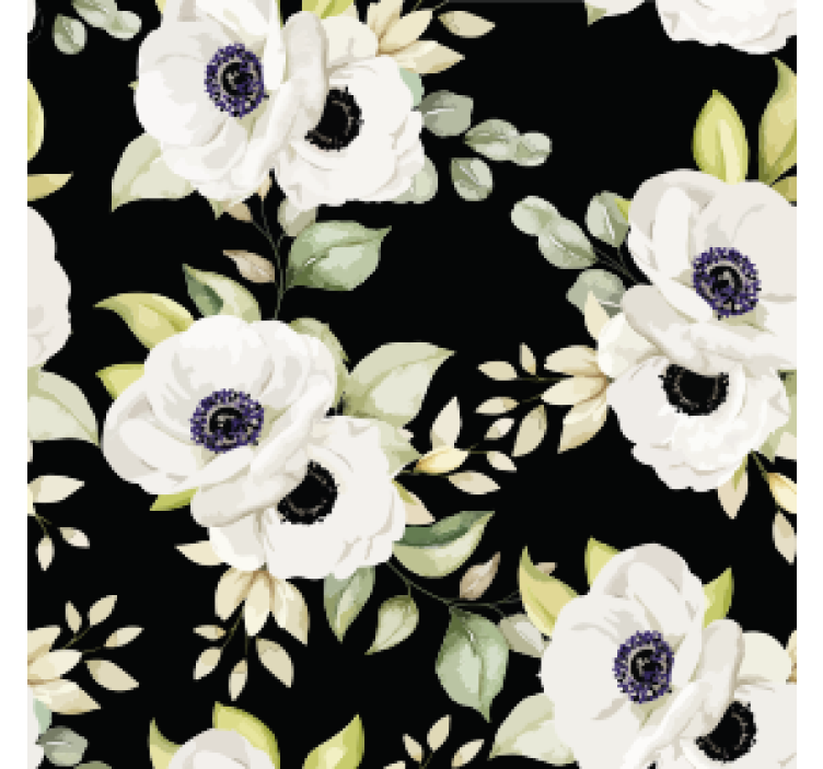 Posavasos vintage Rosas blancas fondo negro - TenVinilo