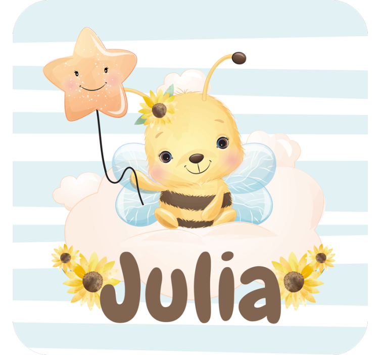 Posavasos personalizable abeja linda con estrella - TenVinilo
