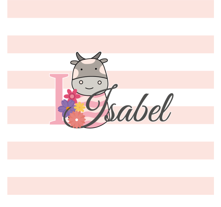 Posavasos personalizable diseño de vaca floral - TenVinilo