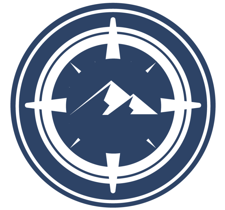 Posavasos moderno motivo de brújula y montaña - TenVinilo