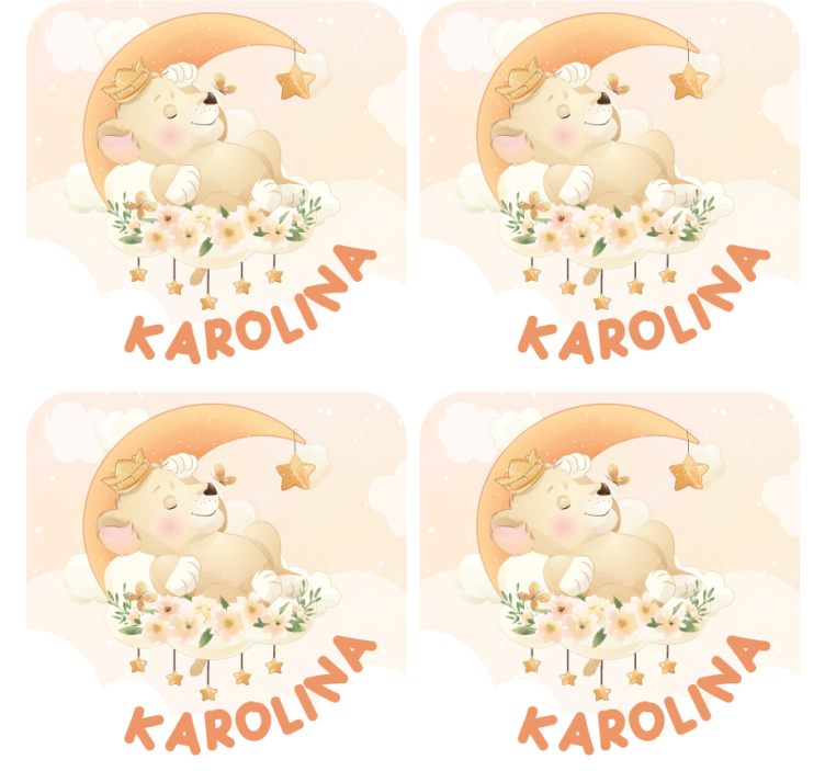 Posavasos personalizable oso durmiendo con estrellas - TenVinilo