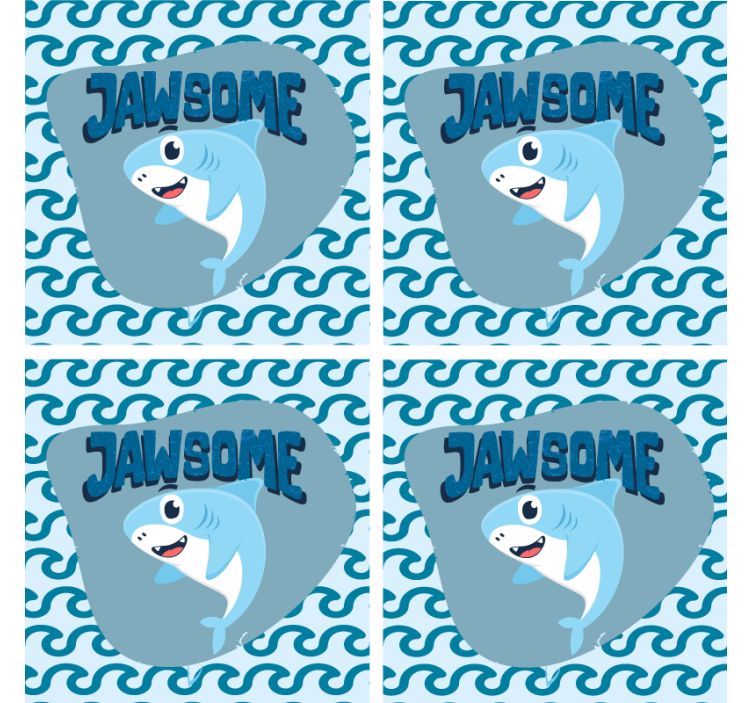 Posavasos frikis tiburón de dibujos con olas - TenVinilo