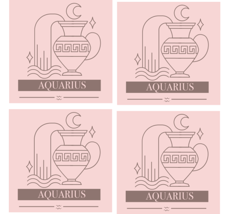Posavasos con frases símbolo zodiacal de acuario - TenVinilo