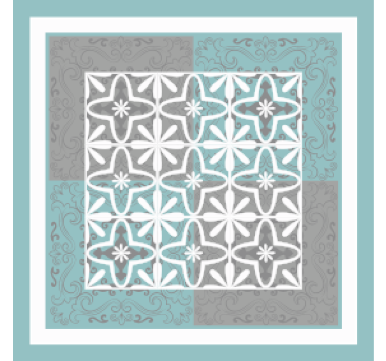 Posavasos azulejo emblema botánico detallado - TenVinilo