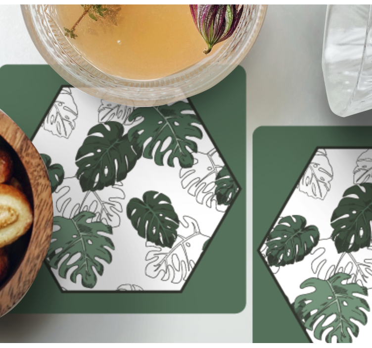 Monstera hexagonal más posavasos - TenVinilo