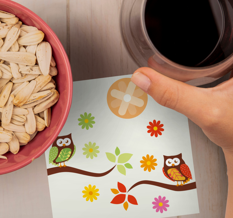 Patchwork animal búho diseño más posavasos - TenVinilo