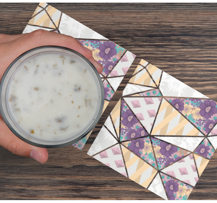 Patrón floral patchwork más posavasos - TenVinilo