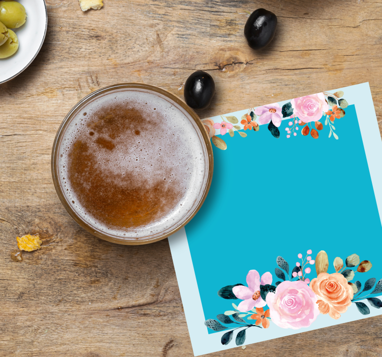 Posavasos de acuarela de flores - TenVinilo