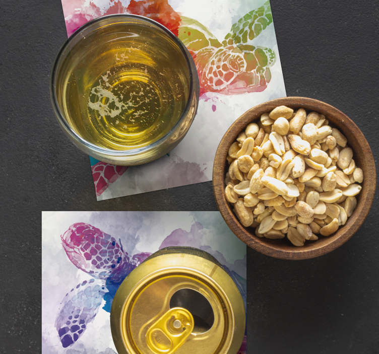 Posavasos de animales tortuga acuarela - TenVinilo