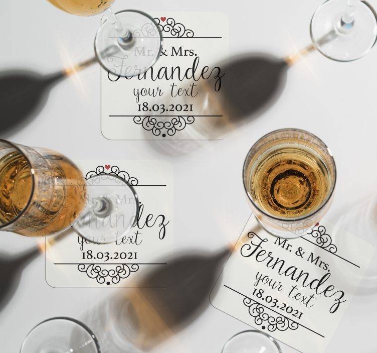 Posavasos boda Señor y señora - TenVinilo