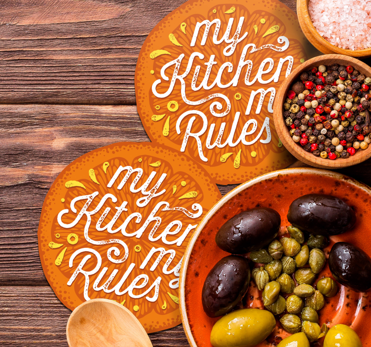 Posavasos frase mi cocina mis reglas - TenVinilo