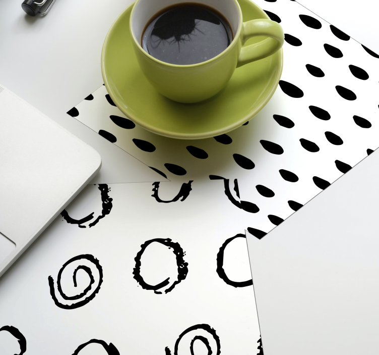 Posavasos moderno patrón blanco y negro - TenVinilo