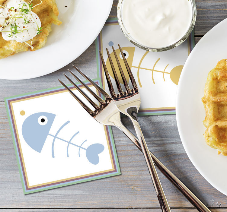 Posavasos infantil de espinas de pescado azul - TenVinilo