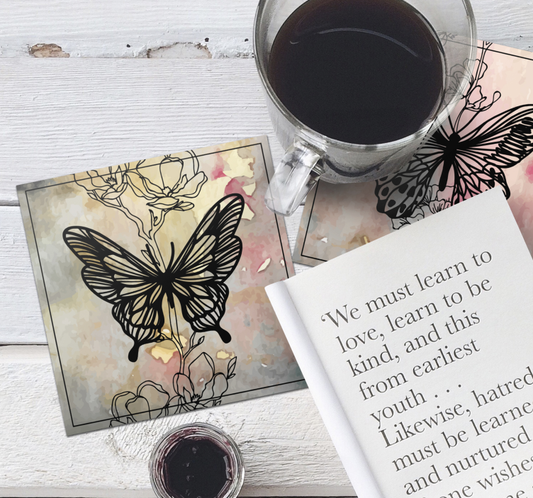 Posavasos original de mariposa artística - TenVinilo