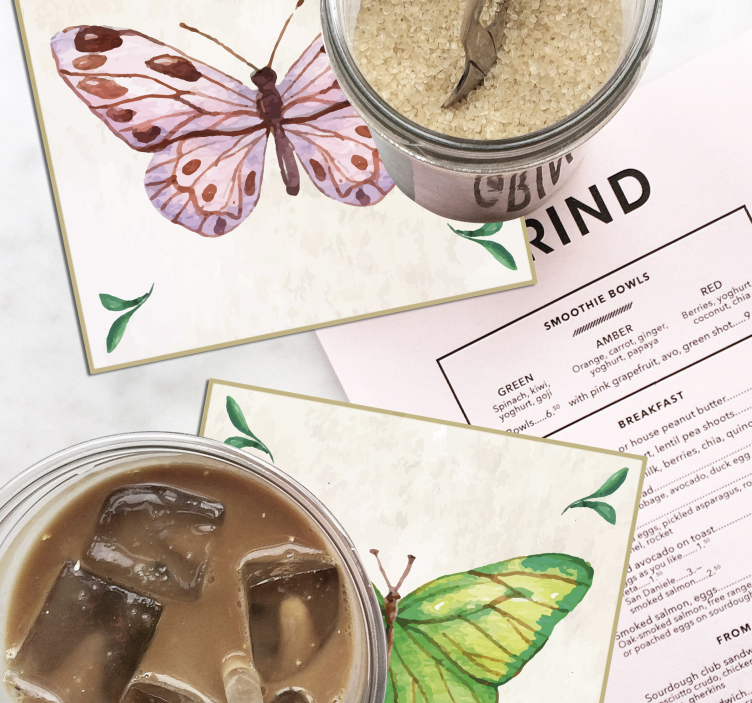 Posavasos vintage azulejos de mariposas - TenVinilo