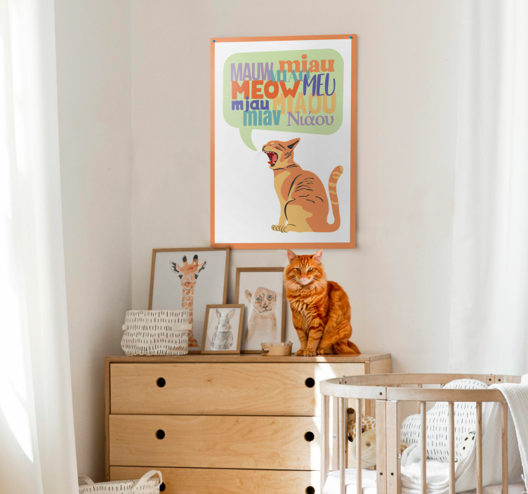 Poster dormitorio infantil los gatos maullan - TenVinilo
