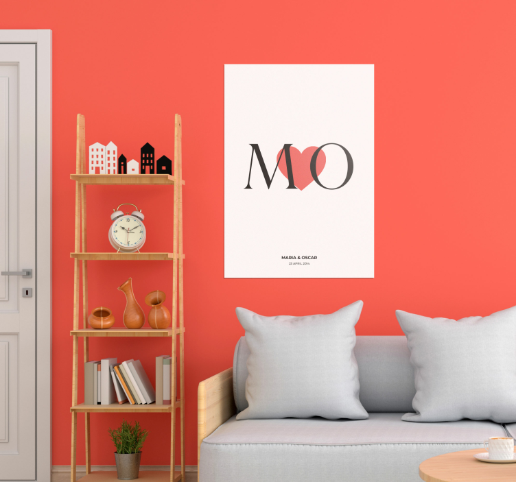 Iniciales amor personalizado cartel personalizable - TenVinilo