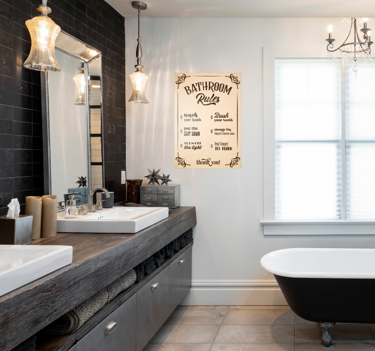 Baño reglas cartel vintage - TenVinilo