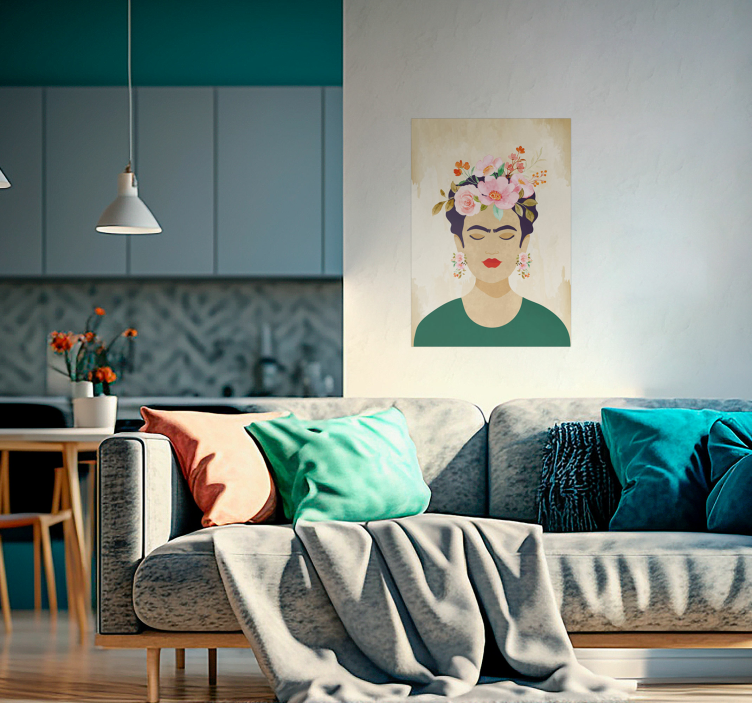 Poster arte mujer con flores - TenVinilo