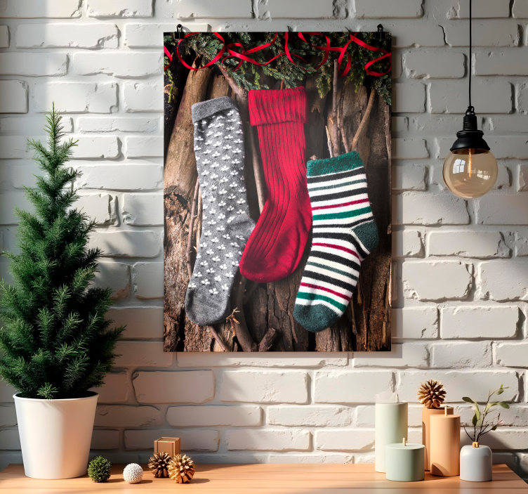 Poster navidad calcetines - TenVinilo