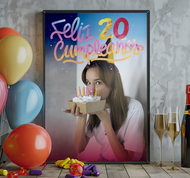 Poster con nombre feliz cumpleaños - TenVinilo