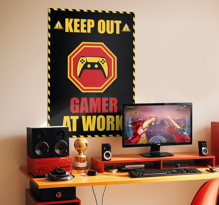 Poster videojuego gamer en el trabajo - TenVinilo