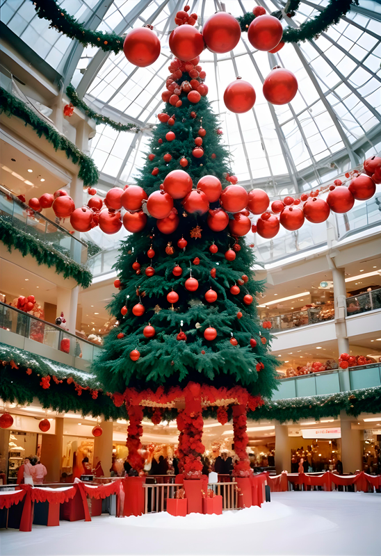 Poster navidad árbol en el centro comercial - TenVinilo